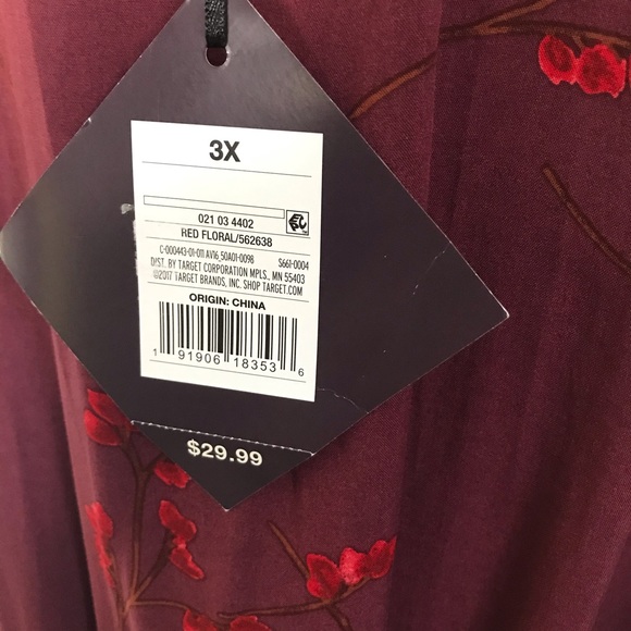 SOLD|NEW Ava & Viv Red Floral Maxi Boho Dress 3X - Picture 7 of 9